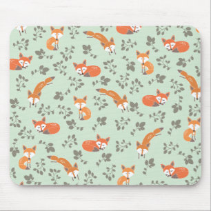 Foxy Floral Pattern Mouse Pad