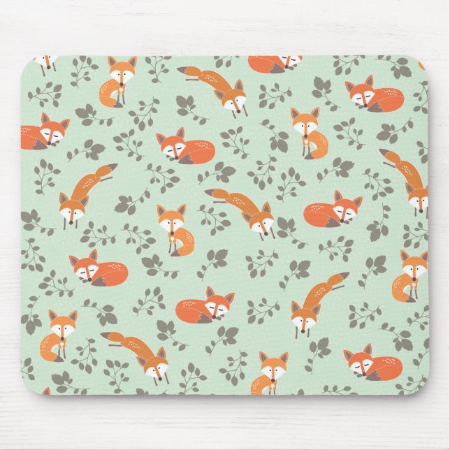 Foxy Floral Pattern Mouse Pad (Front)