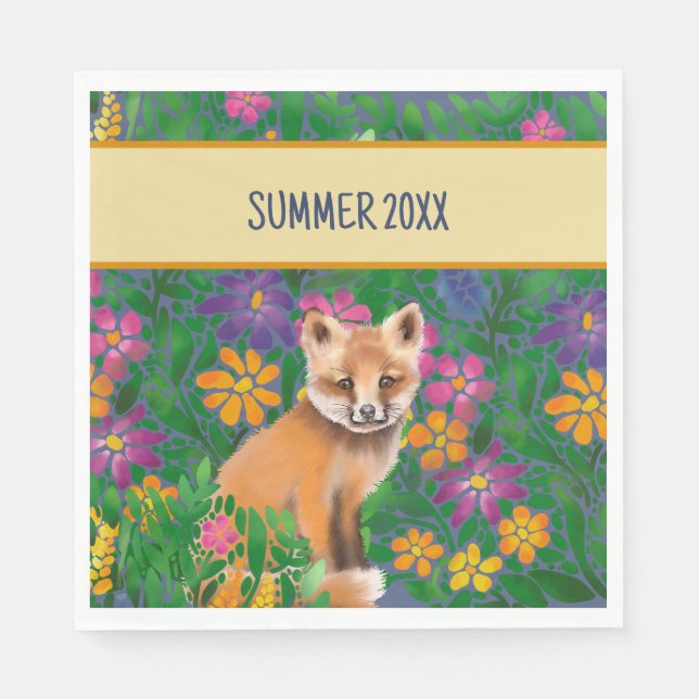 Foxy Floral Summer Napkin (Front)