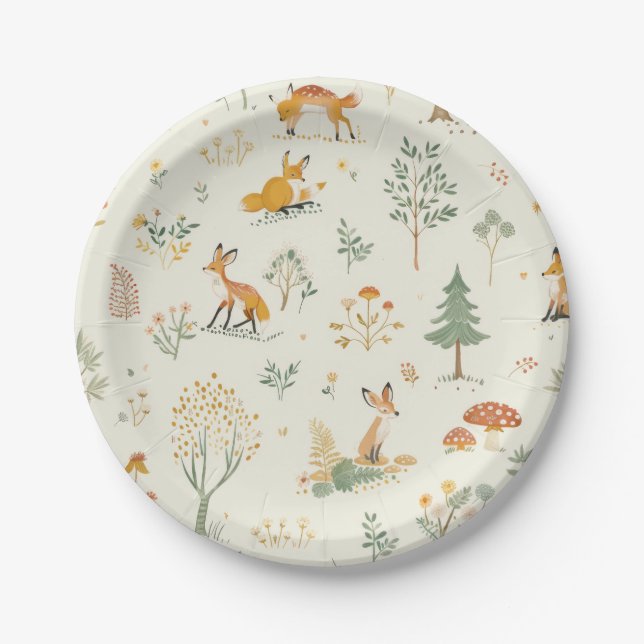"Foxy Forest Paper Plates" Plate (Front)