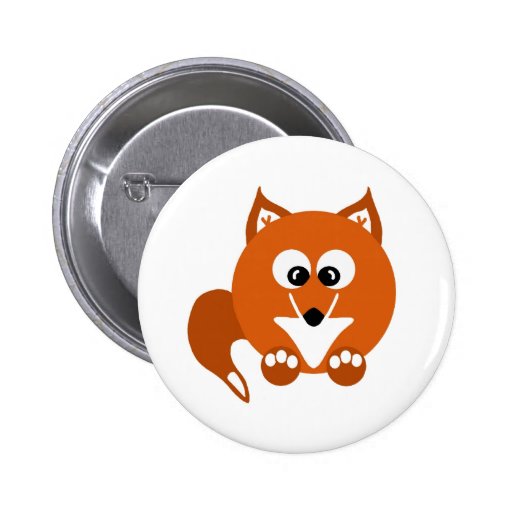 Foxy Fox Cartoon Button Badge | Zazzle