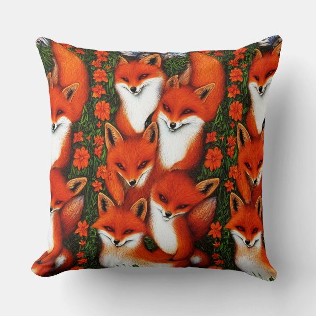 Foxy Fun   Throw Pillow (Front)