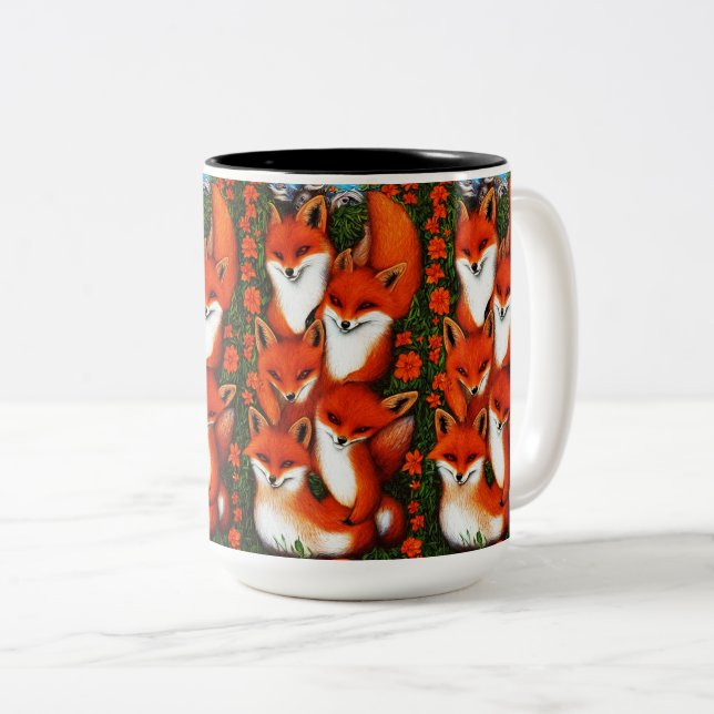 Foxy Fun   Two-Tone Coffee Mug (Front Right)
