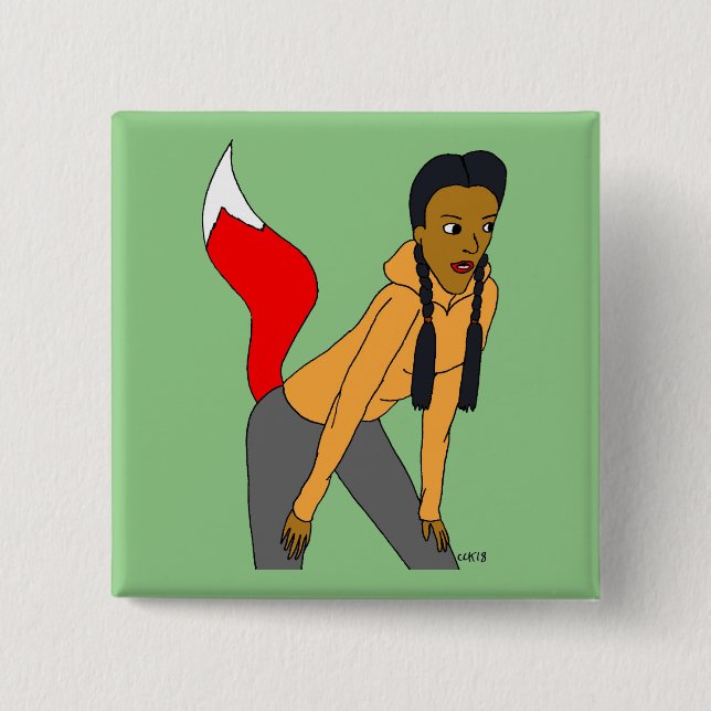 foxy girl  2 inch square button (Front)