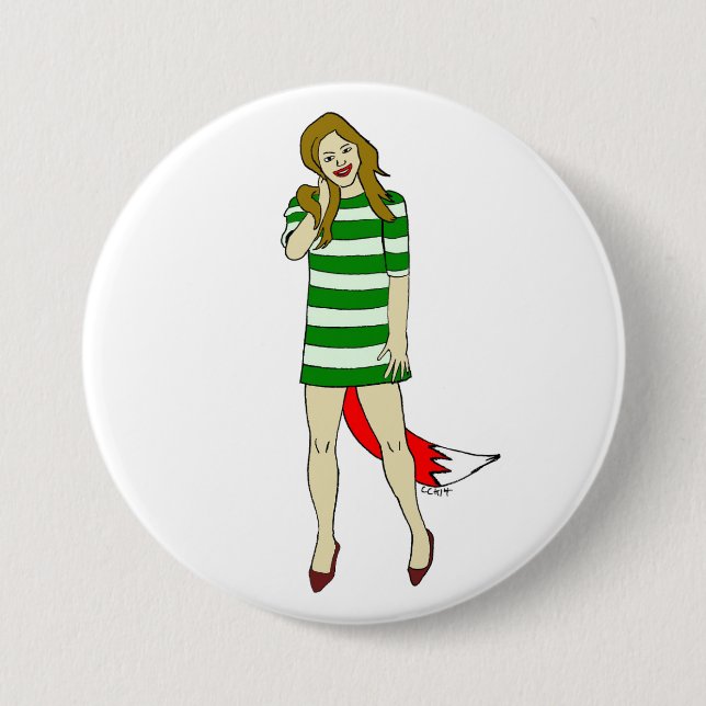 foxy girl 3 inch round button (Front)