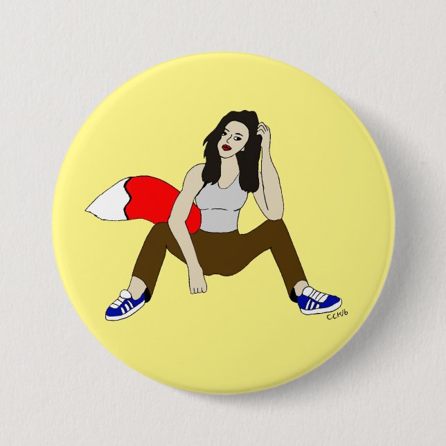 foxy girl 3 inch round button (Front)