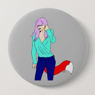 foxy girl   4 inch round button