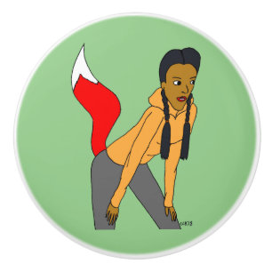 foxy girl ceramic knob