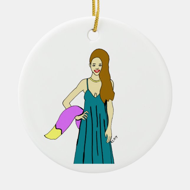 foxy girl    ceramic ornament (Front)