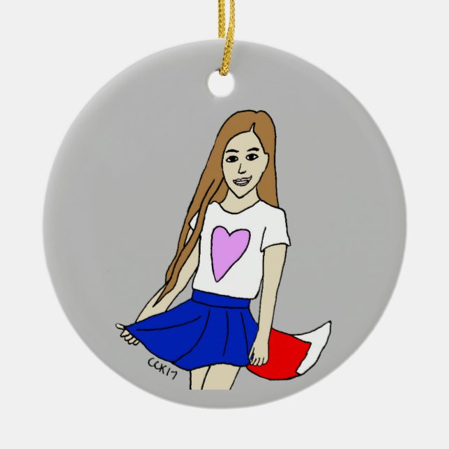 foxy girl  ceramic ornament (Front)