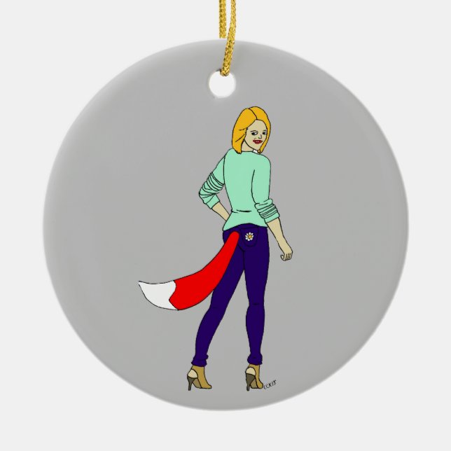 foxy girl    ceramic ornament (Front)