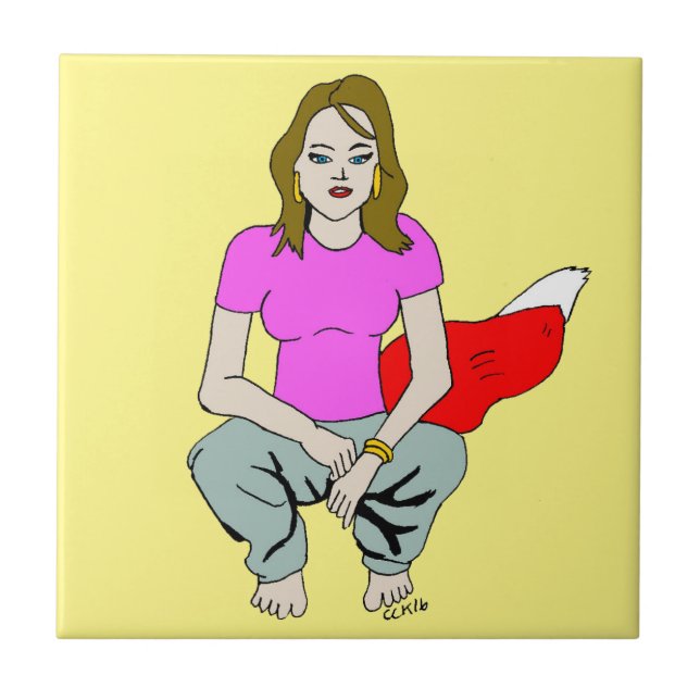 foxy girl ceramic tile (Front)