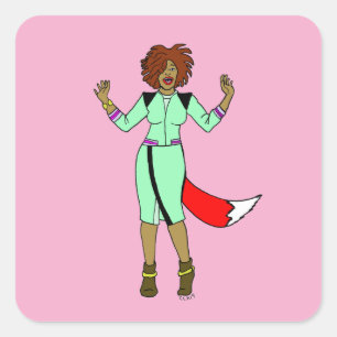Foxy Girl Square Sticker