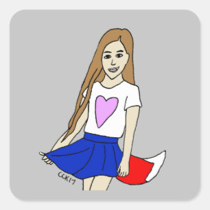foxy girl  square sticker