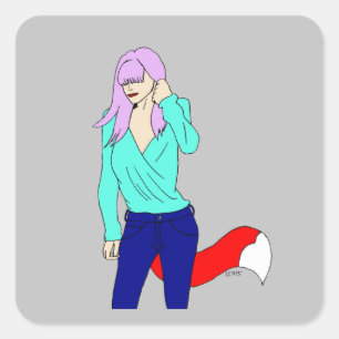 foxy girl   square sticker