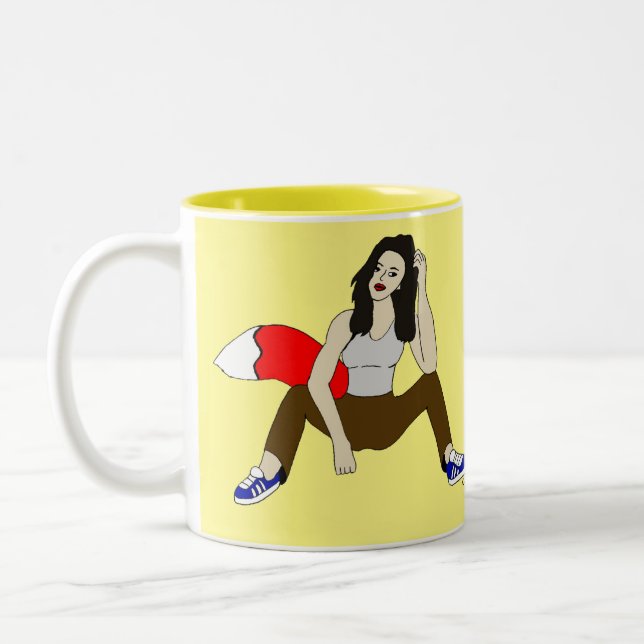 foxy girl  Two-Tone coffee mug (Left)