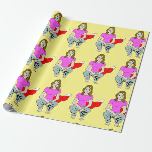 foxy girl wrapping paper