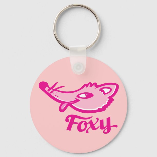 Foxy grinning fox girls pink keyring (Front)