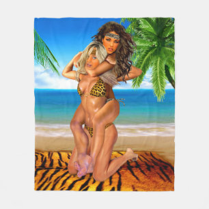 Foxy Jungle Wrestlers Fleece Blanket