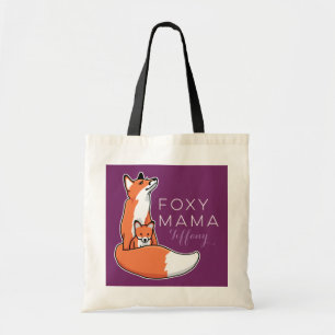 Foxy Mama Red Fox with Pup, Personalized Tote Bag