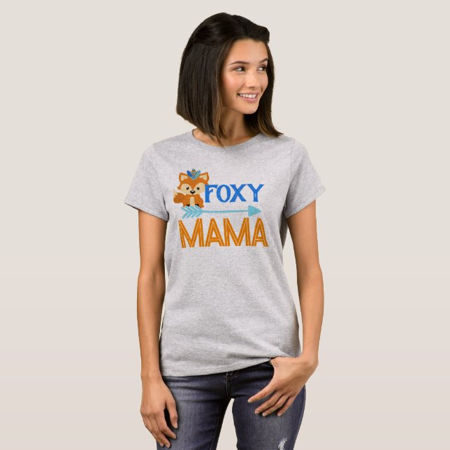 Foxy Mama Wild One Blue Woodland Party T-shirt (Devant entier)