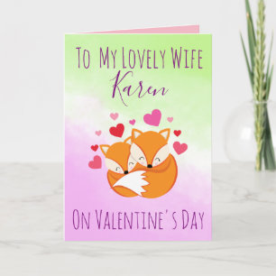 Foxy Pink and Green Valentine's Day for Her Holiday Card