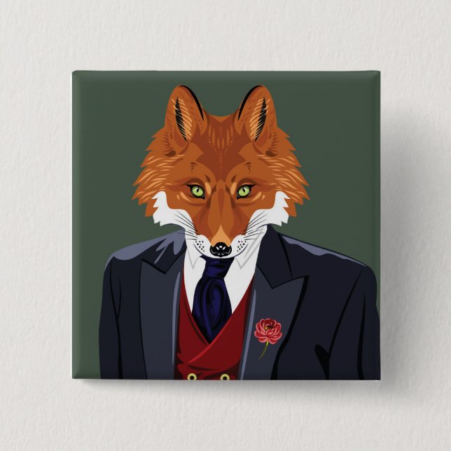 Foxy Portrait 2 Inch Square Button (Front)