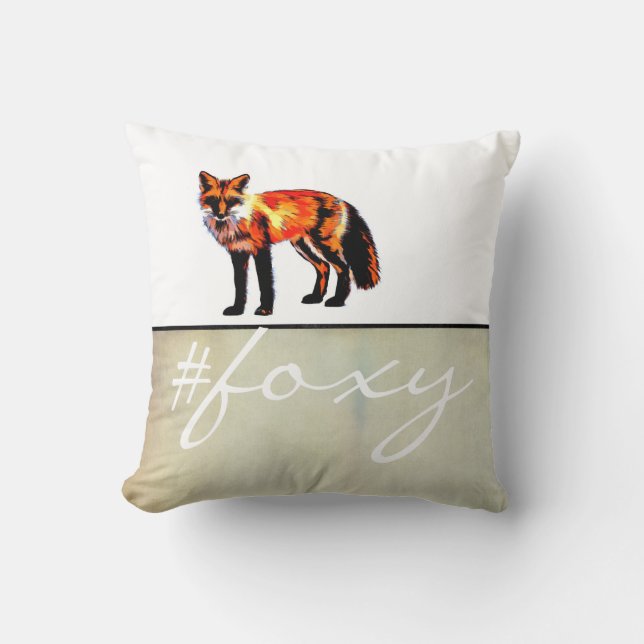 foxy red fox pillow art with text (Front)