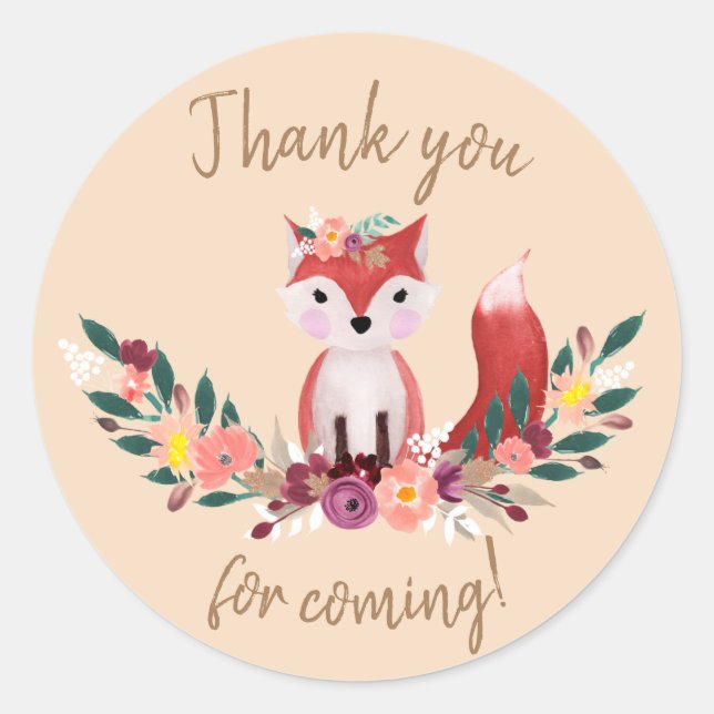 Foxy Round Birthday Sticker (Front)