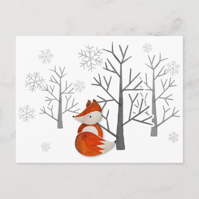 Foxy Winter Forest Postcard (Front)