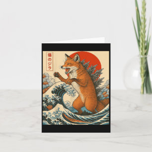 Foxzilla Fox Japanese Art Funny For Men Women Boy Card