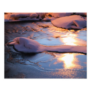 Fozen scenic river in Scandinavia photo print