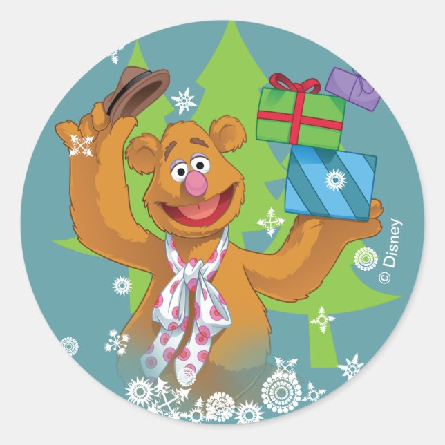 Fozzy the Bear | Happy Holidays Classic Round Sticker (Front)