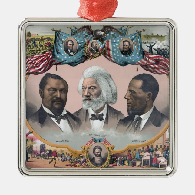 Fr3d3rick Bailey Douglass with Black Abolitionist  Metal Ornament (Front)