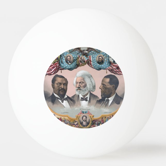 Fr3d3rick Bailey Douglass with Black Abolitionist  Ping Pong Ball (Front)