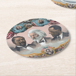 Fr3d3rick Bailey Douglass with Black Abolitionist  Round Paper Coaster