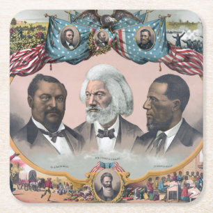 Fr3d3rick Bailey Douglass with Black Abolitionist  Square Paper Coaster