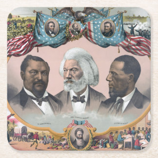 Fr3d3rick Bailey Douglass with Black Abolitionist Square Paper Coaster