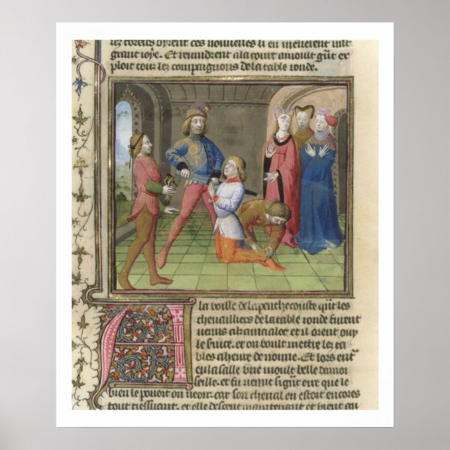 Fr.120 f.522v The Knighting of Lancelot from 'The Poster (Front)