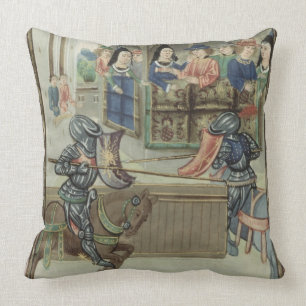 Fr.16830 f.16v Chronicle of Jacques de Lalain (vel Throw Pillow