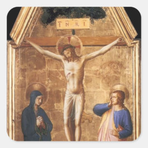 Fra Angelico- Crucified Christ with the Virgin Square Sticker