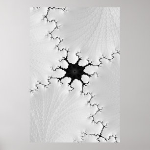 Fracked Black and White Cracked Fractal Abstract Poster