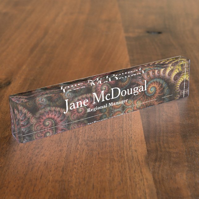 Fractal 04 ~Dark ver.~ Personalized Desk Nameplate (Side)