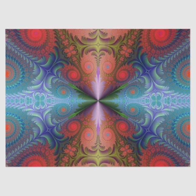 Fractal Abstract Red Blue Design 37 Decoupage Tissue Paper (Front)