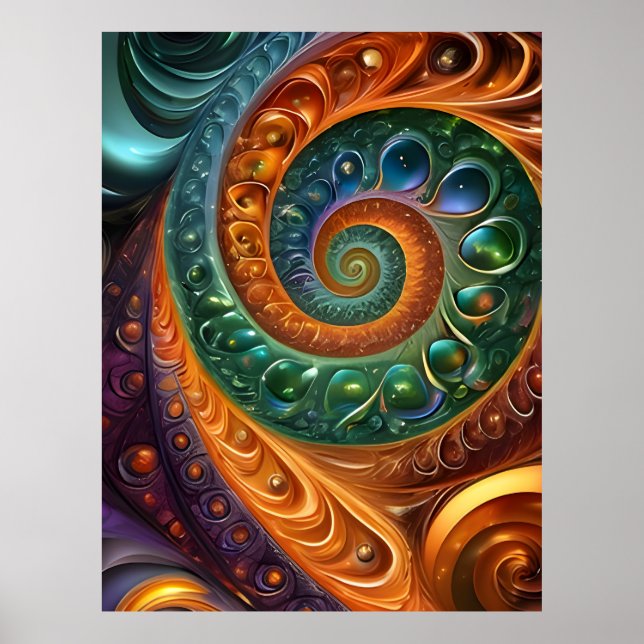 fractal and colorful, modern and geometric poster (Front)