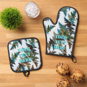 Fractal Arctic Camouflage Oven Mitt & Pot Holder Set