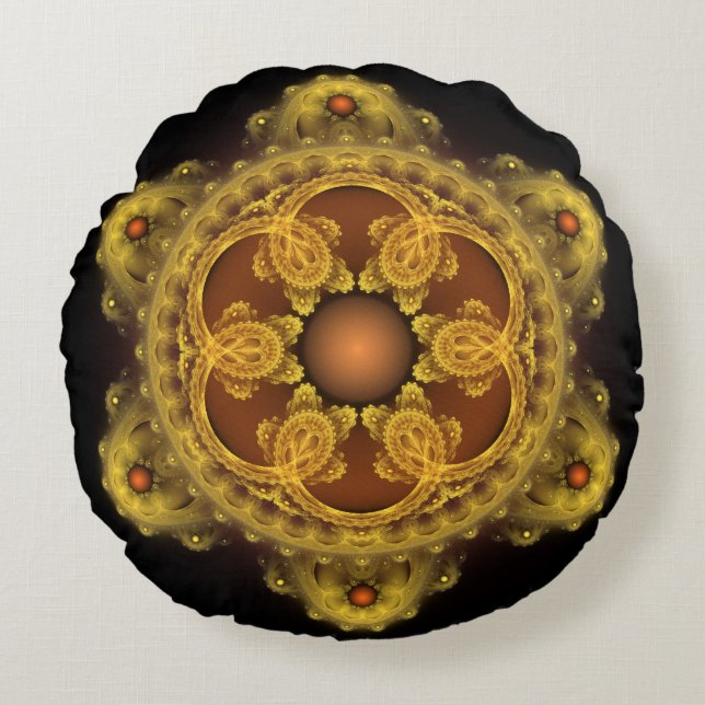 Fractal art fairy mandala round pillow (Front)