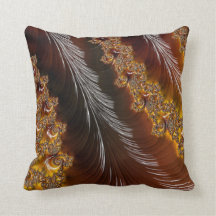 Fractal Art Gold/Brown Throw Pillow