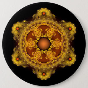 Fractal art mandala 6 inch round button