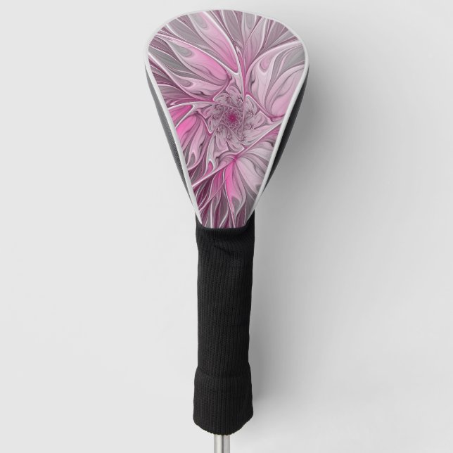 Fractal Art Pink Flower Dream, Floral Fantasy Golf Head Cover (Front)